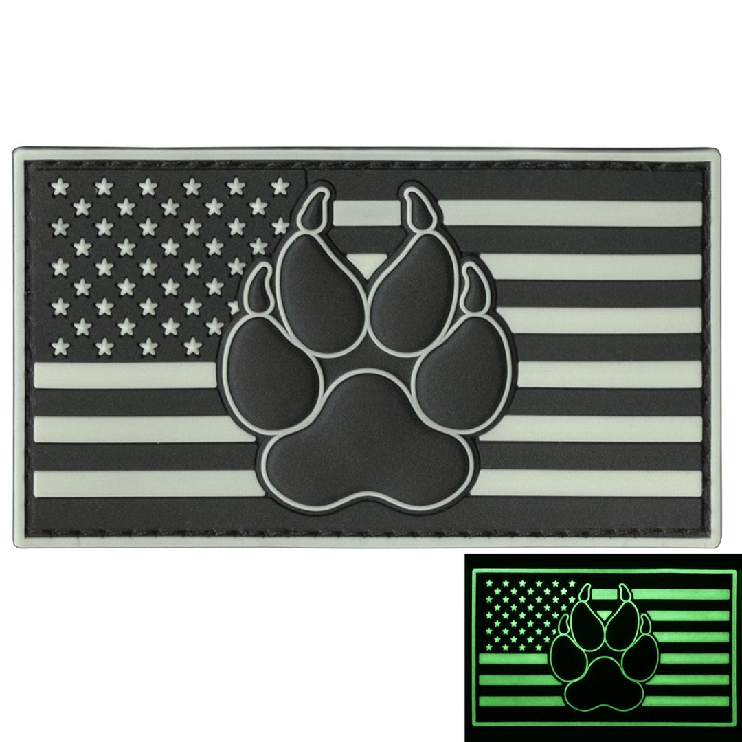 American K9 Patch Tactical PVC Badge Compatible with Velcro Dog Patches for Harness - Service Dog Patches, K9 Patches, Dog Vest Patches, Patches for Hats (Black White - Glow Dark)