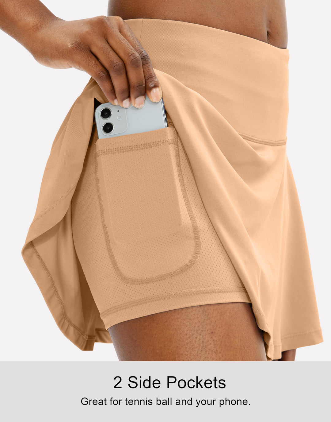 SANTINY Pleated Tennis Skirt for Women with 4 Pockets Women's High Waisted Athletic Golf Skorts Skirts for Running Casual (Desert Mist_XXS)