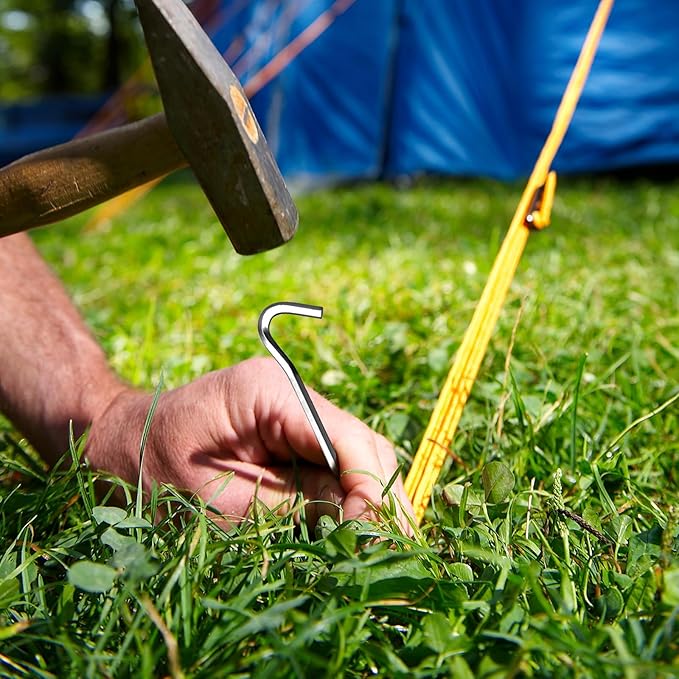 20Pcs 7" Tent Pegs Ground Stakes, Metal Stakes, Camping Peg for Pitching Camping, Camping, Outdoor Decoration