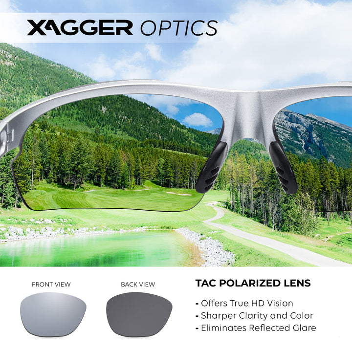 Xagger Polarized Wrap Around Sport Sunglasses for Men Women UV400 Baseball Softball Running Cycling Glasses