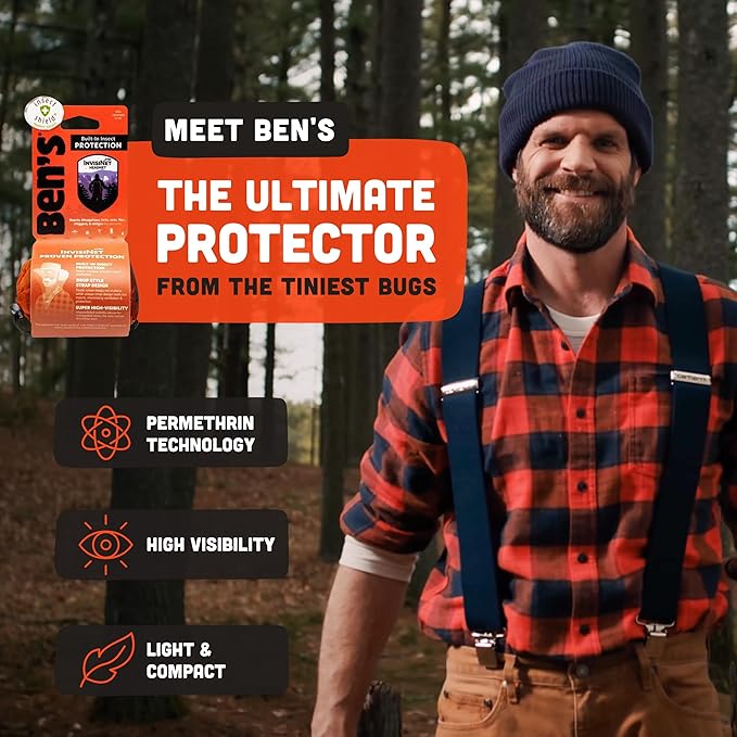 Ben's InvisiNet Xtra with Insect Shield - Comfortable Bug-Repelling Net with Permethrin & Drop Neck Design - High-Visibility Head Net with Pull String Sack