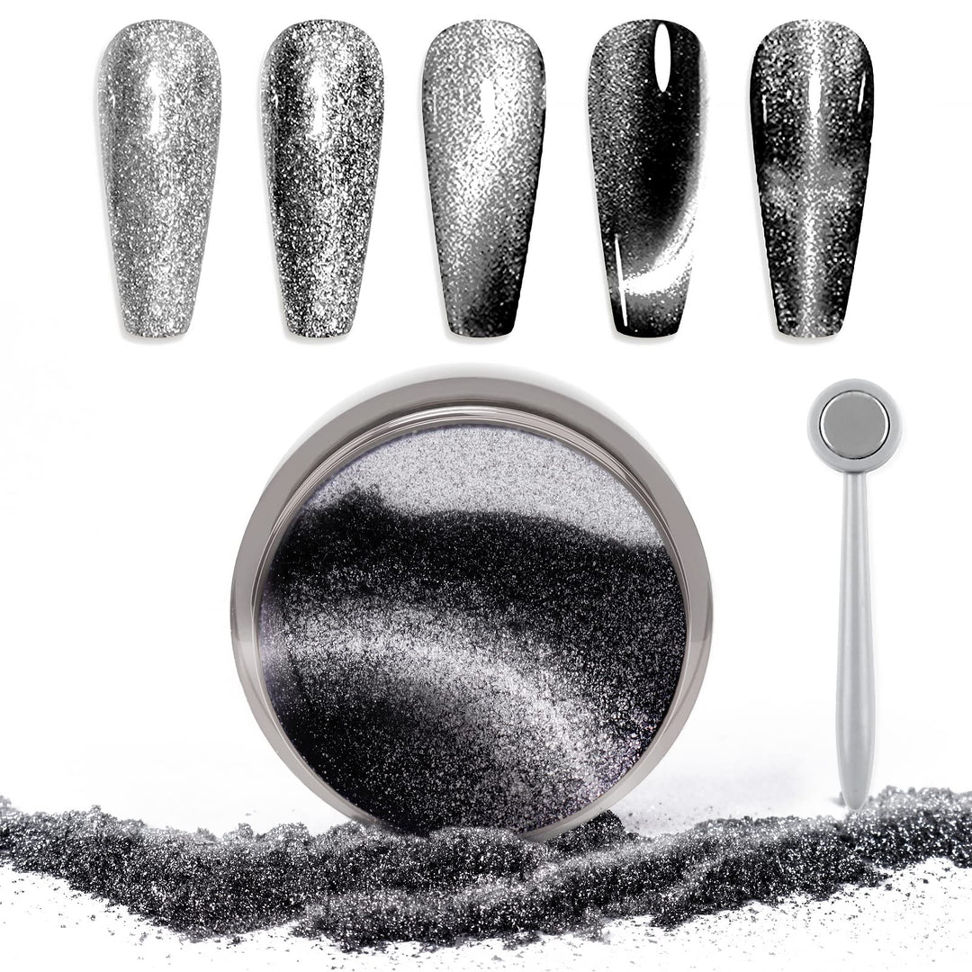 Laza Cat Eye Chrome Nail Powder Chameleon Magnetic Powder 3D Cat Eye Effect Mirror Effect Pigment Dust Magic Galaxy Holographic Effect Glitter with Magnetic Stick for Velvet Nail Art - Vast Galaxy