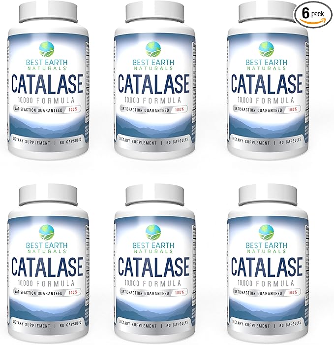 Best Earth Naturals Six Pack of Catalase 10,000 Formula Enzyme Supplement with Saw Palmetto, Biotin, Fo-Ti, PABA - Hair Supplements for Strong Hair - 360 Capsules (180-day Supply)