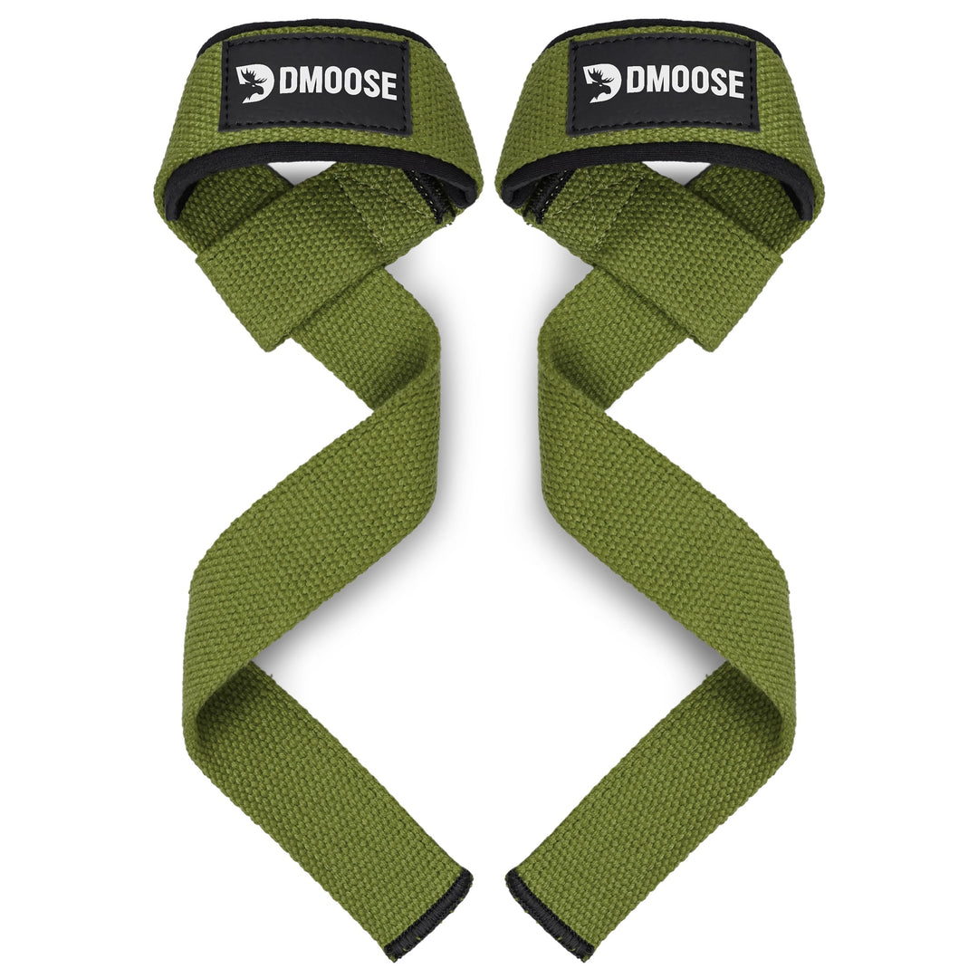 DMoose Fitness Lifting Straps - 4mm Neoprene Padded Wrist Straps for Weightlifting & Powerlifting - Cotton Lifting Strap with Silicone Grip for Men & Women - Durable Deadlift Straps for Gym Workout