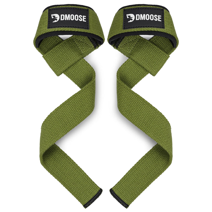 DMoose Fitness Lifting Straps - 4mm Neoprene Padded Wrist Straps for Weightlifting & Powerlifting - Cotton Lifting Strap with Silicone Grip for Men & Women - Durable Deadlift Straps for Gym Workout