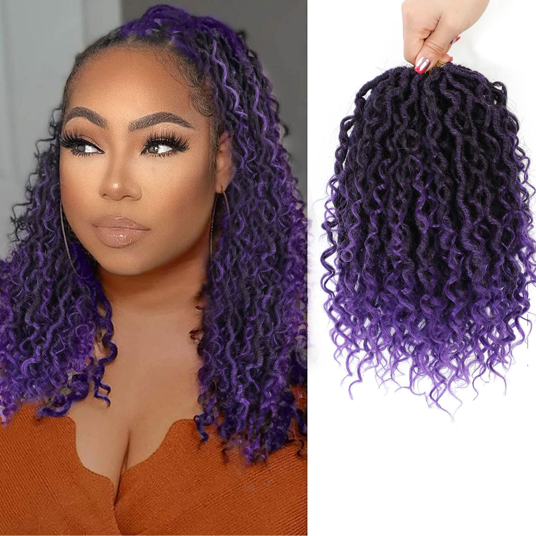 Liyate Goddess Locs Crochet Hair 12 Inch 6 Packs Purple Faux Locs Crochet Hair For Black Women Pre Looped Soft River Locs Croche