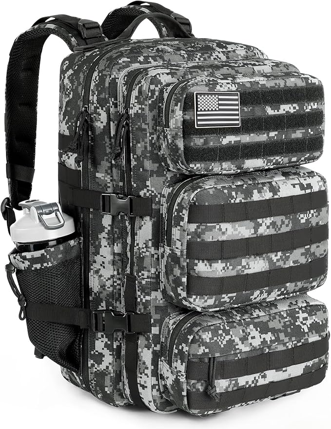 Military Tactical Backpack 50L Large Day Backpack for Men Molle Army 3 Days Assault Pack Bug Out Bag Water Resistant and Heavy Duty Hiking Treeking Rucksack - Black Digital Camo