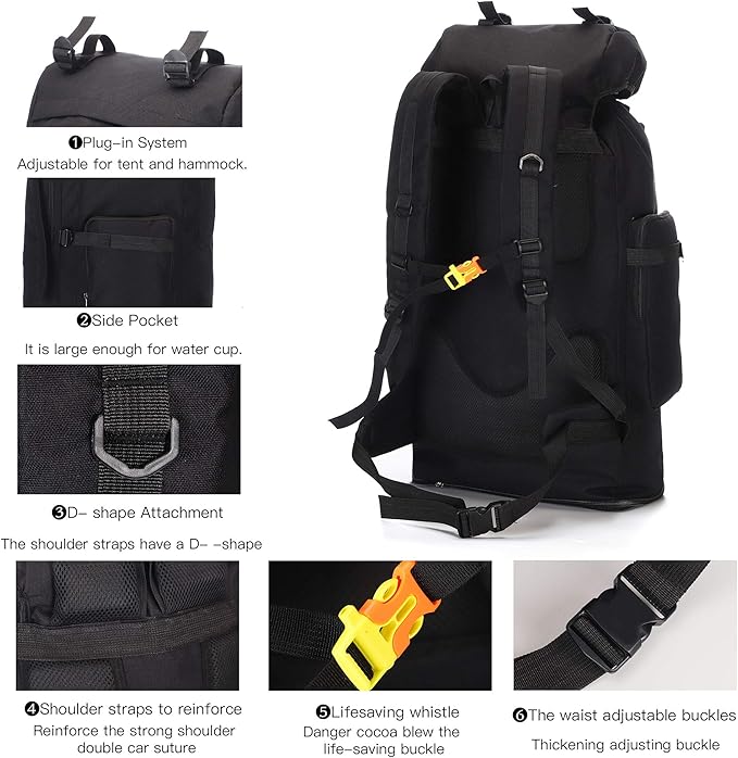 70L/100L Hiking Camping Backpack MOLLE Rucksack Waterproof Daypack for Traveling