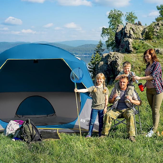 4 Person Blackout Camping Tent, Easy Setup Waterproof Family Dome Tent for Camping with Rainfly, Portable Double Layer Large Family Tent for Outdoor Camping&Hiking