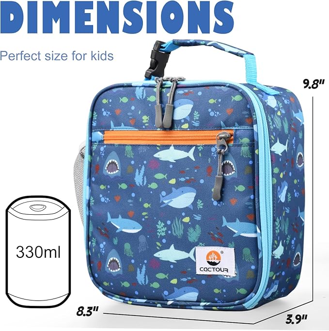 Lunch Box Kids,Premium Insulated Lunch Bag for Girls Boys,Soft Bag Mini Cooler Back to School Thermal Reusable Lunch Bag for Work School Picnic (Shark)