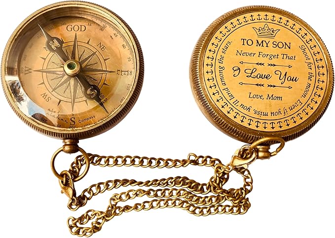 Inspiration Gift for Men Women Engraved Compass - Go Confidently - Thoreau Quote, You're Awesome Employee, Coworker Meaningful Gift for him her