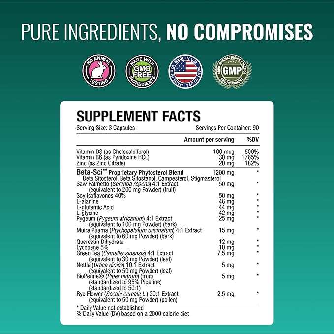 Approved Science Prostarex - Prostate Supplement - Saw Palmetto, 1200mg Beta-Sitosterol, Bioperine - 270 Capsules - 3 Month Supply