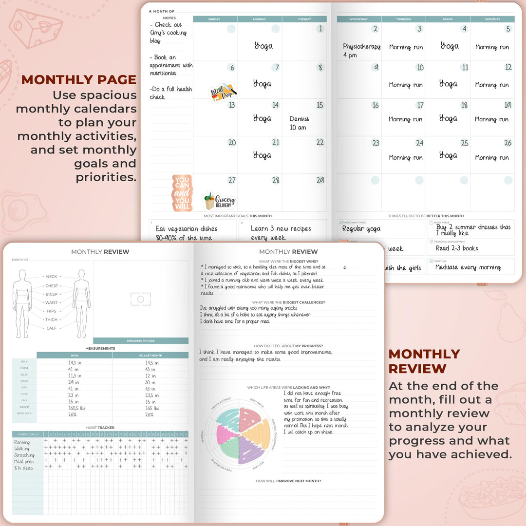 Clever Fox Food Journal Pro – Diet & Wellness Planner for Women & Men – Weight Loss Diary with Calorie Tracker – Food Log for Tracking Meals, Exercise & Weightloss - Undated, 7" x 10" Light Pink