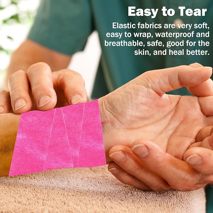 Bandages First Aid Tape Cohesive Bandage First Aid Bandages Cohesive Wrap Adhesive Bandage Self Adherent Cohesive Wrap Bandages Colorful Bandages (Bright Pink, 2-Inch)