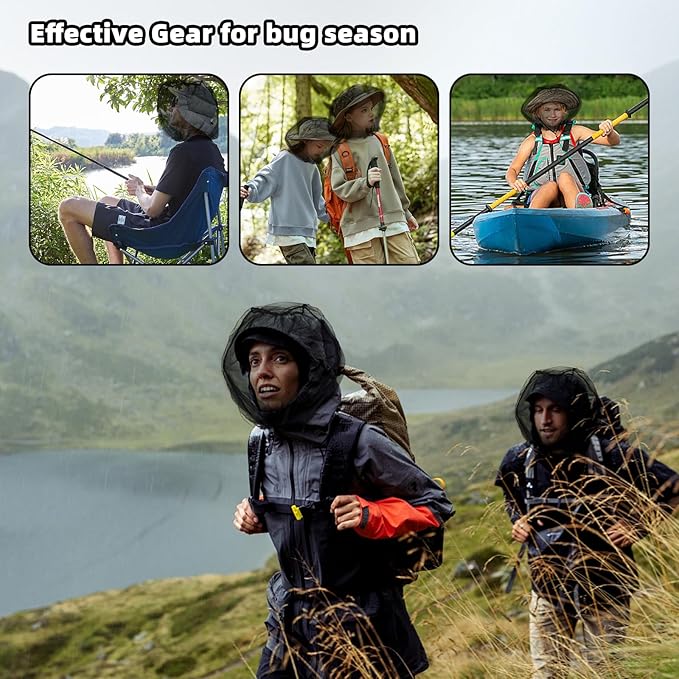 6 Packk Mosquito Covers Wearable Head Net Face Mesh Protecting Net Mosquito Fly Insects Bugs Preventing for Outdoor