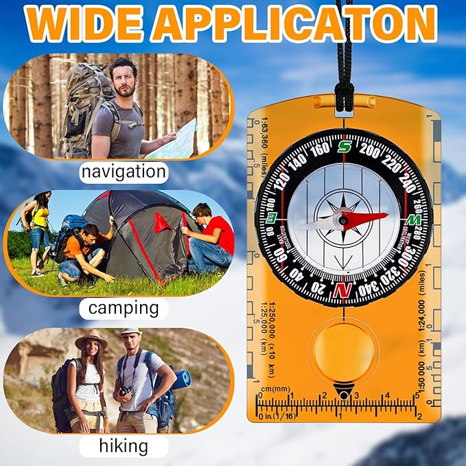 Geiserailie 20 Pcs Orienteering Compass Navigation Backpacking Compass Hiking Compass Map Reading Survival Compass Scout Compass for Kids Bulk for Navigation, Survival Outdoor Exploring, Orange