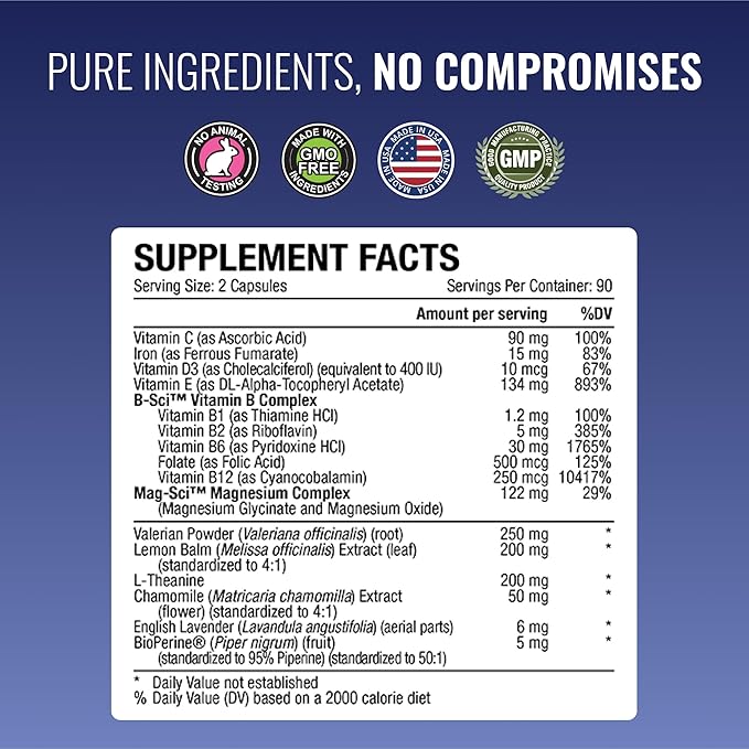 Approved Science Restlex - 420 mg Magnesium Glycinate Blend, L-theanine 200 mg - 180 Capsules - 1 Bottle
