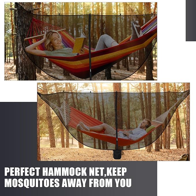 2 Pieces Hammock Bug Mesh Net 11 x 4.7 FT Hammock with Mosquito Net Camping 360 Degree Protection Dual Sided Diagonal Zipper for Hiking Camping Backpacking
