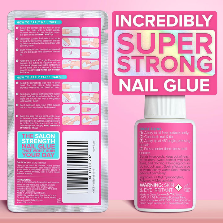 Super Strong Nail Glue | 8ml Brush-On for Press-On & Acrylic Nails – Long-Lasting