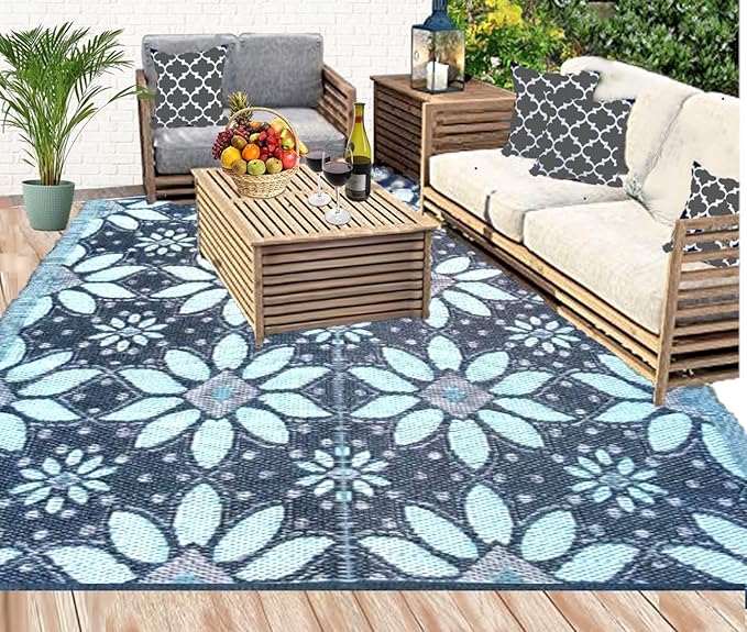 BalajeesUSA 2 Pack Outdoor Rugs Plastic Straw Patio Rugs RV Camping Reversible Mats Wholesale Price (2 Pk 5'x7') 20386