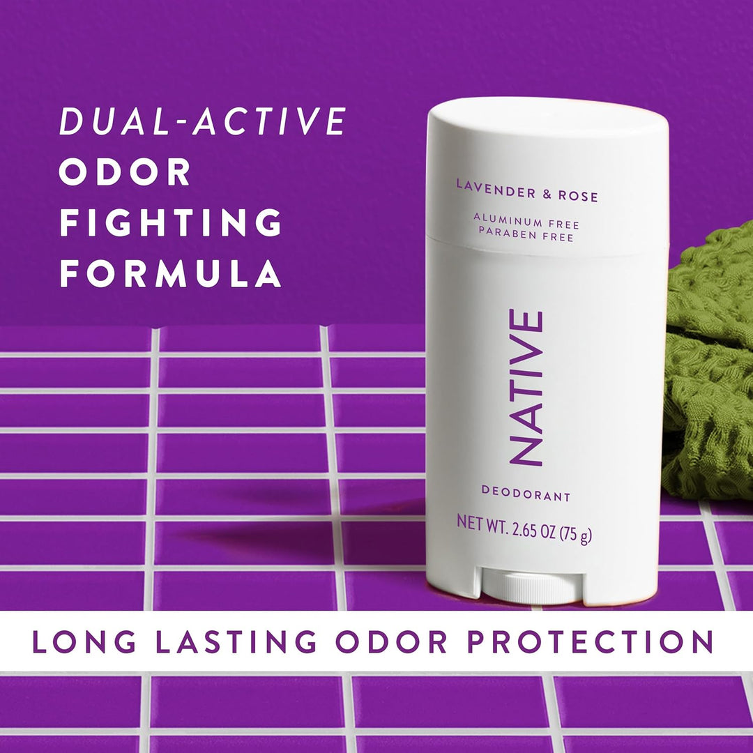 Native Deodorant | Aluminum-Free, 72-Hour Odor Control | Lavender & Rose, Eco-Friendly