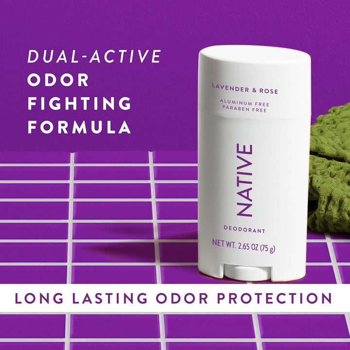 Native Deodorant | Aluminum-Free, 72-Hour Odor Control | Lavender & Rose, Eco-Friendly