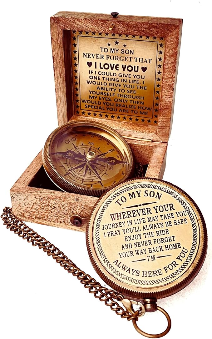 Inspiration Gift for Men Women Engraved Compass - Go Confidently - Thoreau Quote, You're Awesome Employee, Coworker Meaningful Gift for him her