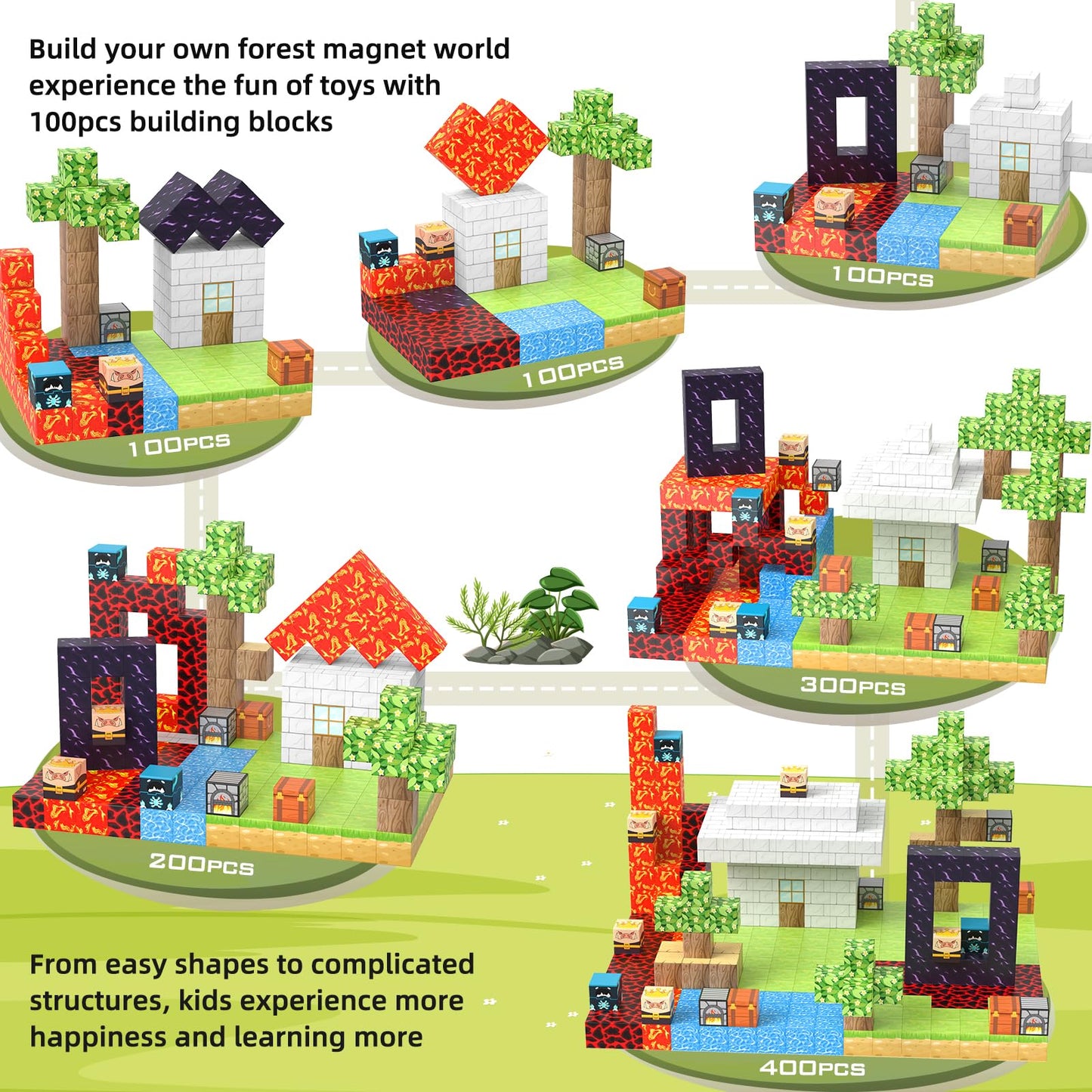 100PCS Magnetic Building Blocks [Upgrade 1 Inch/2.5cm] Building Block Toys for Kids Ages 3+, STEM Montessori Sensory Toys for Toddlers, Christmas Birthday Gift for Kids Ages 4 5 6 7 8 9