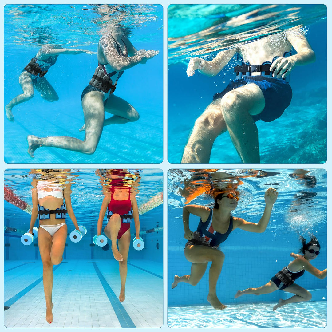 Aqua Belt Water Aerobics Equipment: Sportneer Aqua Float Belts Swimming Pool Exercise Set with Adjustable Buoyancy Blocks Jogger Floatation Belt for Adults Youth Aquatic Fitness Training Equipments L