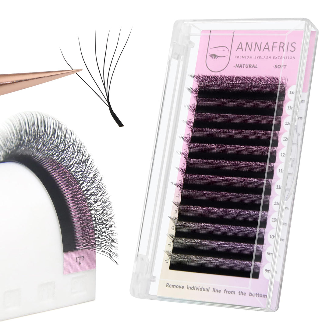 Annafris 6D Premade Fan W Shape Eyelash Extensions 0.07 D Curl 9Mm Volume Self Fanning False Lashes Makeup Supplies Professional