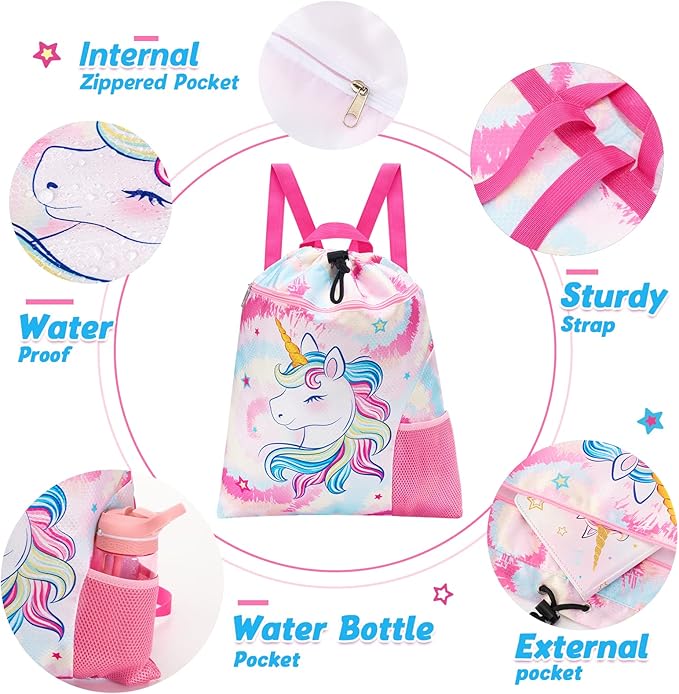 WAWSAM Gym Drawstring Backpack String Bag - 15” x 17” Sports Gym Bag for Kids Waterproof Swimming Beach Shopping Yoga Bag