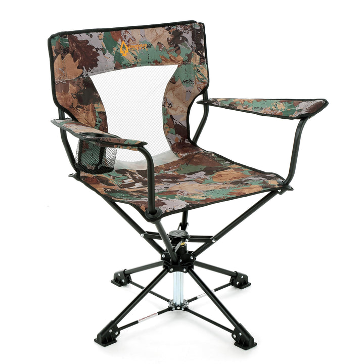 ARROWHEAD OUTDOOR 360° Degree Swivel Hunting Chair Stool Seat, Perfect for Blinds, No Sink Feet, Supports up to 450lbs, Carrying Case, Steel Frame, Fishing, High-Grade 600D Canvas, USA-Based Support