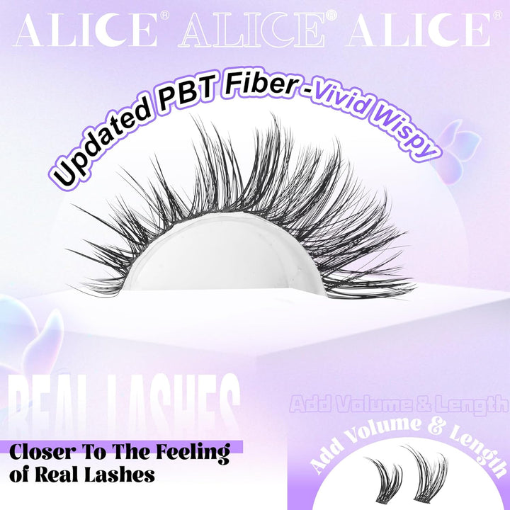 ALICE DIY Natural Lash Clusters | Wispy Anime Cat Eye | 10-16mm, 144 Pcs