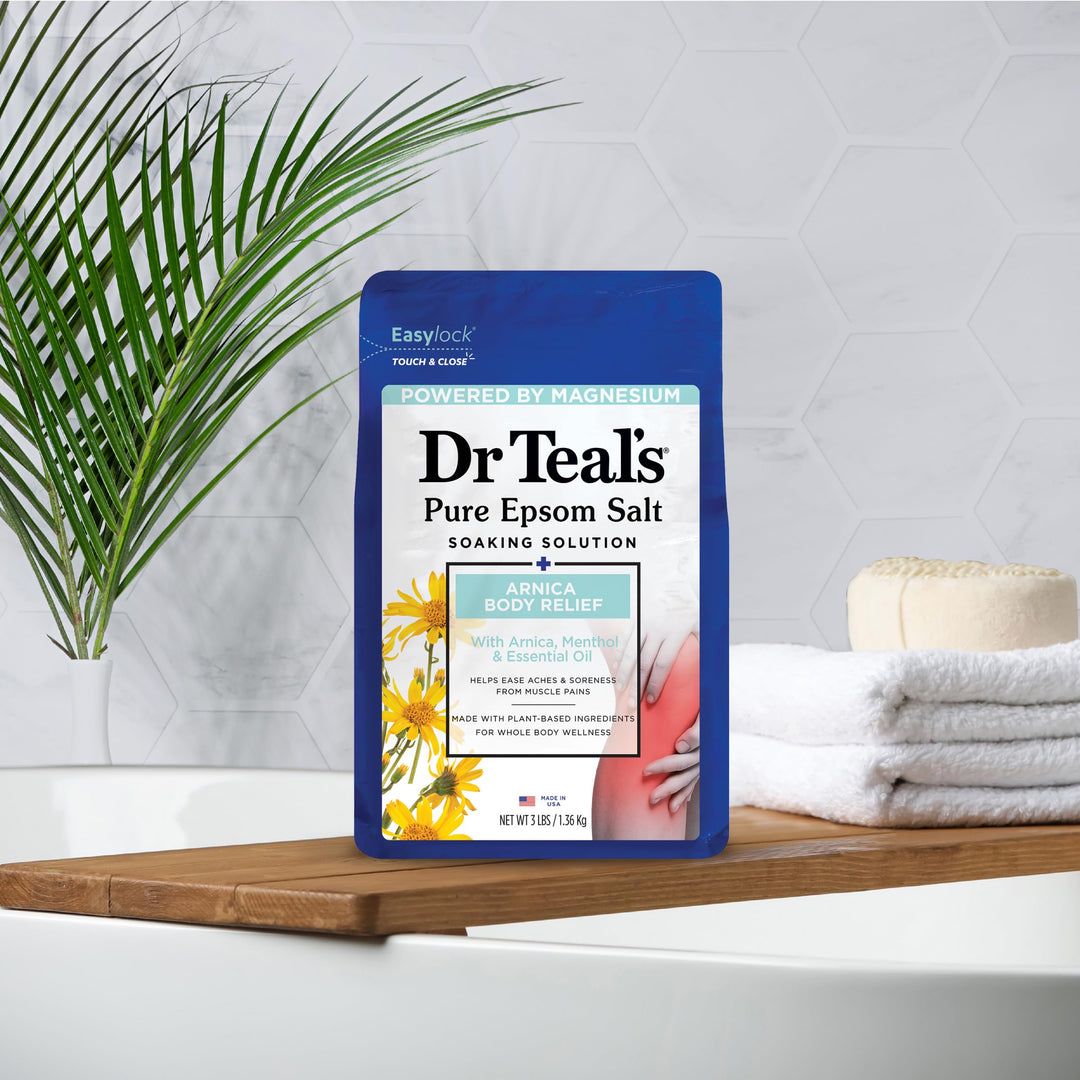 Dr Teal's Epsom Salt Magnesium Soak, Arnica Body Relief with Arnica, Menthol & Essential Oils, 3 lbs