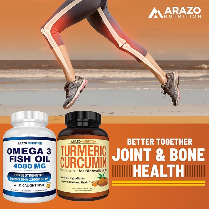 Arazo Nutrition Turmeric Curcumin with BioPerine 1300mg with Black Pepper - Joint Support Nutritional Supplements - 100% Herbal Tumeric Root Capsules