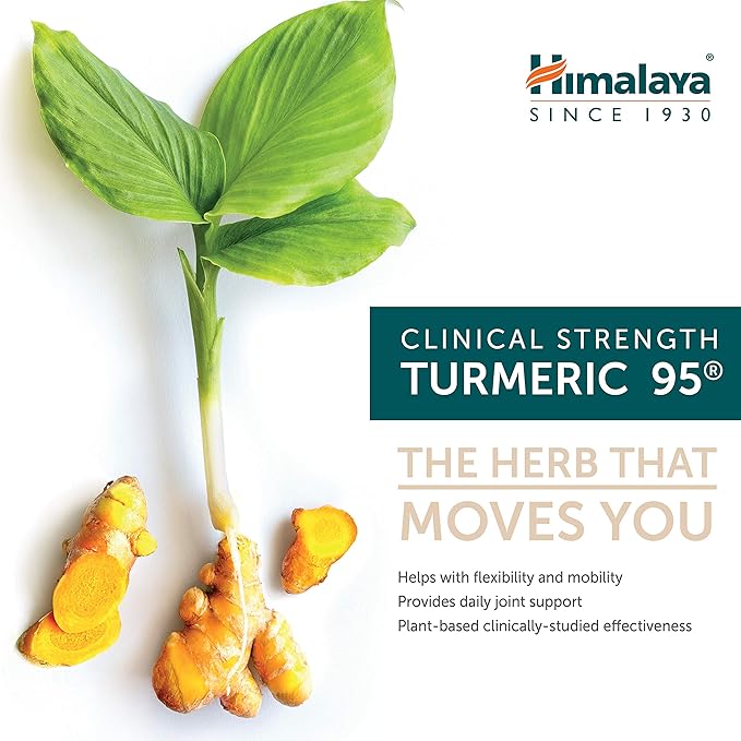 Himalaya Turmeric 95 Supplement with Curcumin/Curcuminoids, Joint and Muscle Support, Optimum Flexibility and Mobility, 600 mg, Non-GMO, Vegan, Gluten Free, 30 Capsules, 30 Day Supply