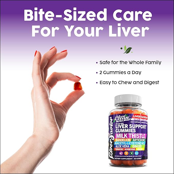 Clean Nutra Liver Cleanse Detox & Repair Gummies | Milk Thistle Gummy Liver Support Vitamins | Dandelion, Artichoke, Aloe Vera, Ginger, Berberine, Lemon, N-Acetyl-L-Cysteine, Turmeric Supplement HCL