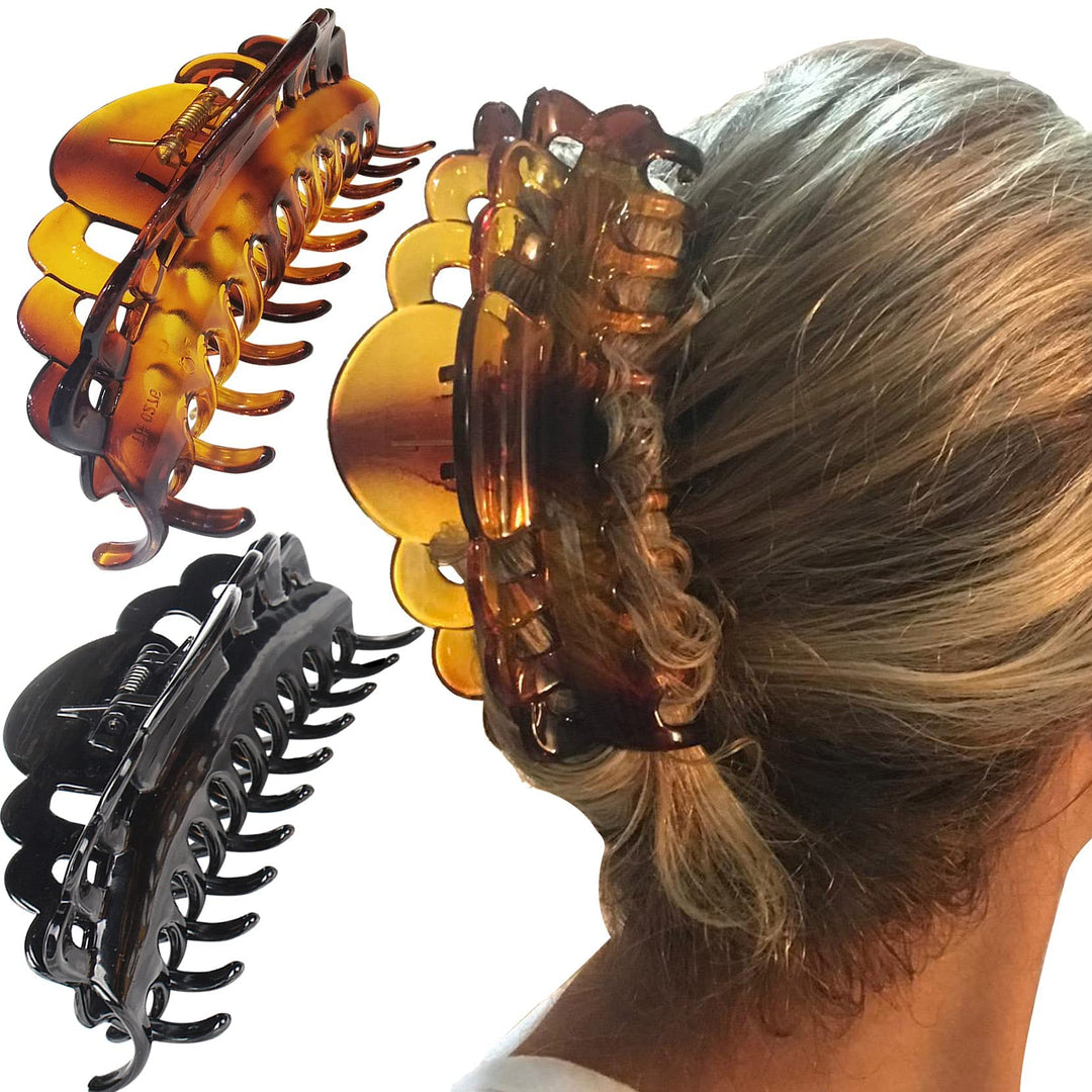 Accglory Ex-Large Plastic Hair Claw Clips For Women Big Hair Clips For Long Thick Hair Updo Strong Holding Jaw Clamps Jumbo Hair
