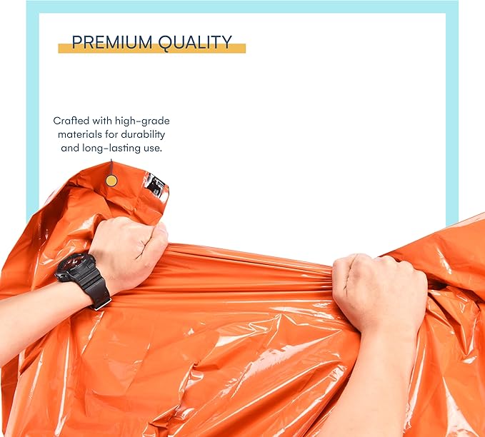 ACOWAY Survival Blanket - Bivy Sack - Emergency Sleeping Bags for Survival - Sleeping Bag Suit - Versatile Orange Outdoor Gear for Unmatched Protection and Durability - Set of 3.9 x 1.9in