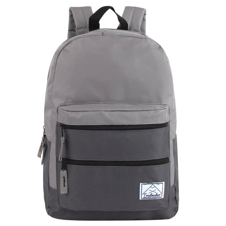 Trail maker Multi Pocket Multicolor Backpack with Adjustable Padded Straps (Grey)