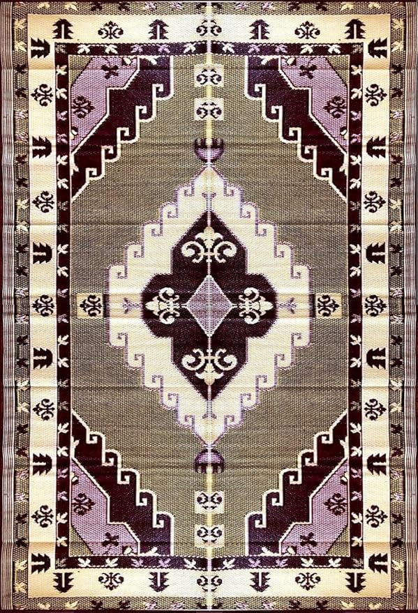 BalajeesUSA Outdoor Patio Rugs Clearance 6'x9' (183 cm x 274 cm) Red, Black, Lt Yellow, white 20171