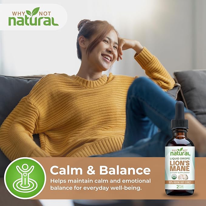 Why Not Natural Organic Lions Mane Liquid Extract Mushroom Supplement Tincture