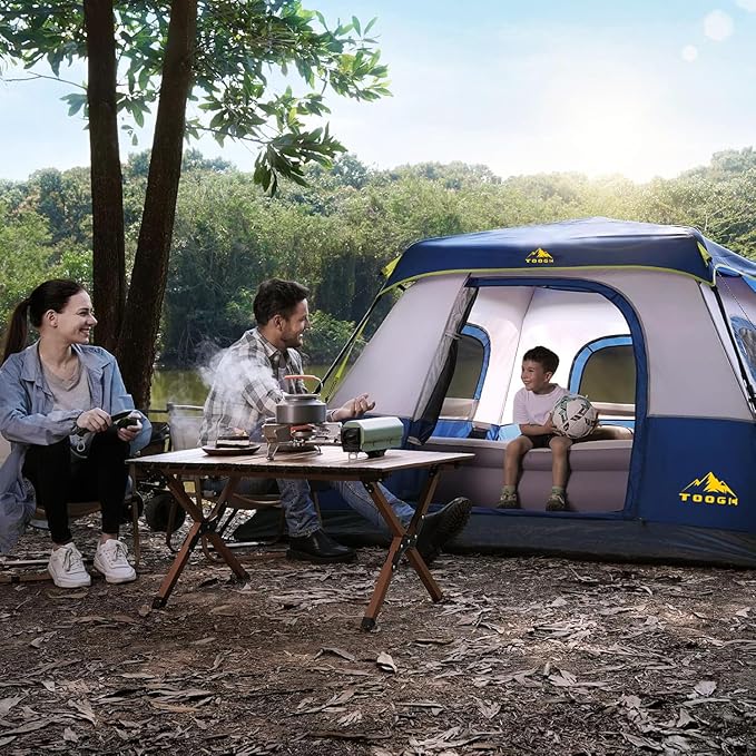 3/4 Person/6 Person Camping Tent Fast Cabin Tent with Instant Setup Tent, Weatherproof Tent Easy Quick Set Up & Pop Up in 60 Seconds with Rainfly Backpack for Family Camping,Upgraded Ventilation