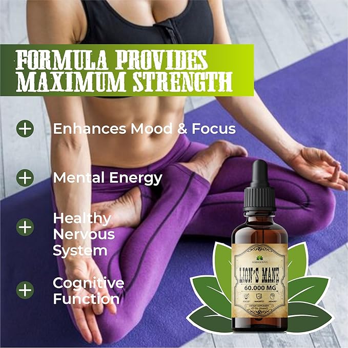 Lion’s Mane Liquid Mushroom Supplement – Premium Mushroom Extract Brain Supplement for Memory Focus, Clarity and Nerve Support – Non-Gluten and Non-GMO Supplement Lions Mane 2 Fl Oz