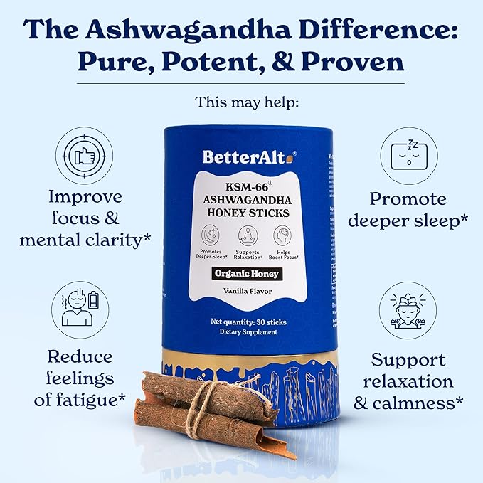 Better Alt Ashwagandha & Classic Shilajit Honey Sticks | KSM-66 Ashwagandha, Pure Himalayan Shilajit with Organic Multiflora Honey & Saffron | 60 Sticks |Energy & Immune Support Supplement (Classic + Ashwagandha)