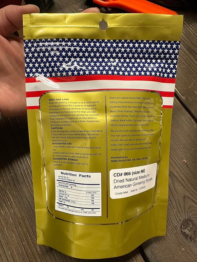 DOL American Ginseng Slices from Wisconsin (Sliced Ginseng Root Wisconsin Grown!Most People Use It to Make Ginseng Tea! Good for Health! 花旗参/西洋参 -in Bag(Small 4oz/Bag)