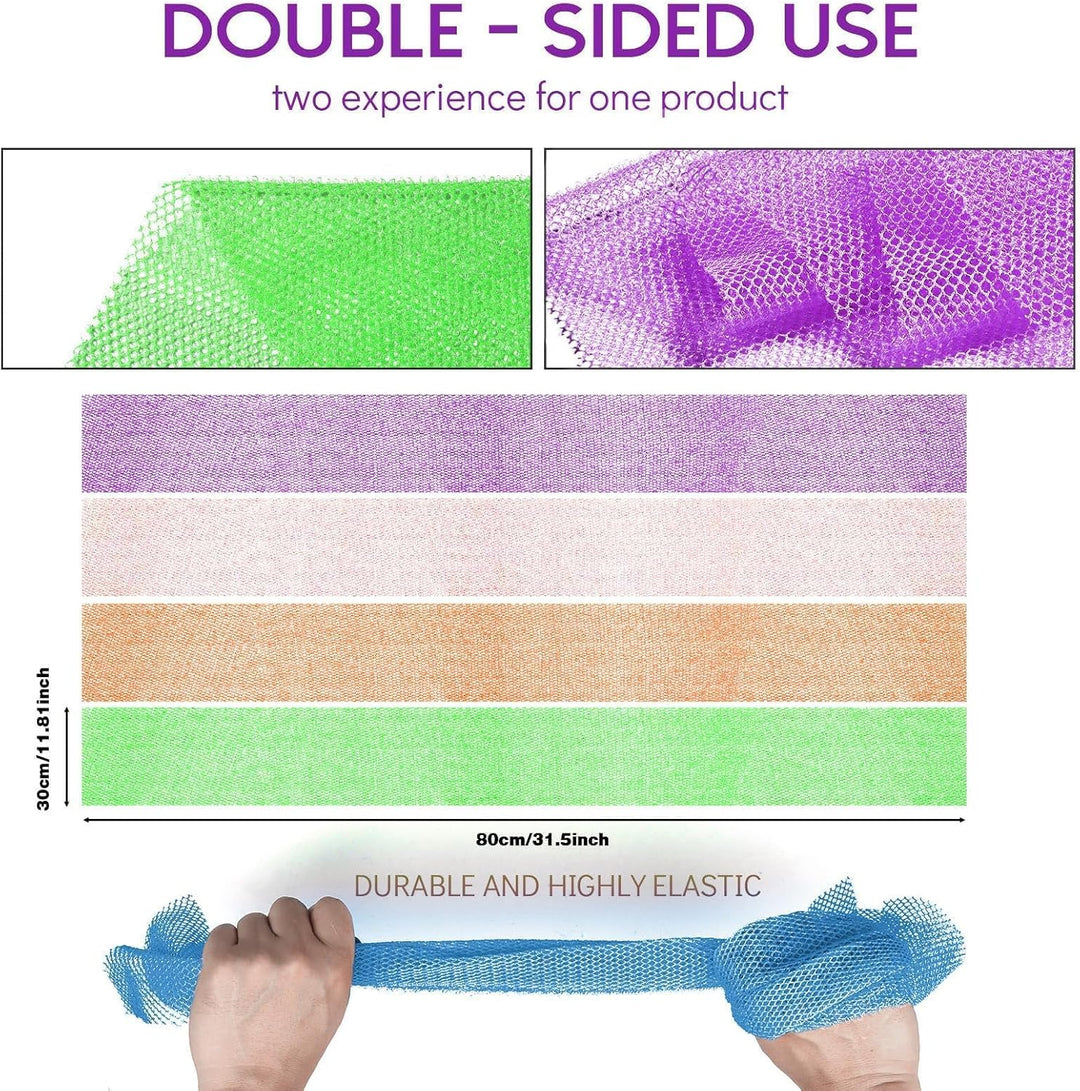 3-Piece African Net Bath Sponge Set | Exfoliating Body Scrubber | Blue