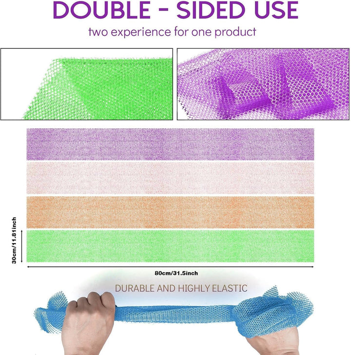 3-Piece African Net Bath Sponge Set | Exfoliating Body Scrubber | Black, Blue, Brown