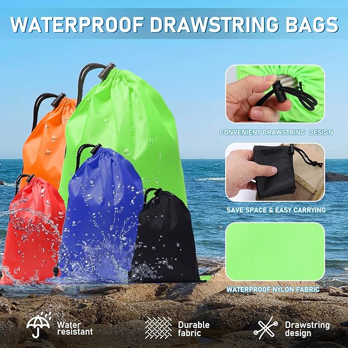 iMucci Upgrade Waterproof Drawstring Bag Sack Nylon Bag Ditty Bag for Gym Traveling, Hiking, Yoga, Shopping
