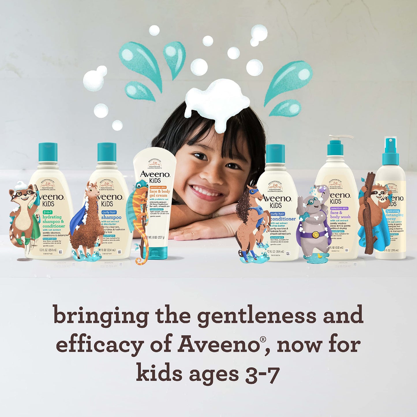 Aveeno Kids Hydrating Detangling Spray with Oat Extract, Quickly & Gently Detangles Kids' Hair, Tear-Free & Suitable for Skin & Scalp, Light Fragrance, Hypoallergenic, 10 fl. oz